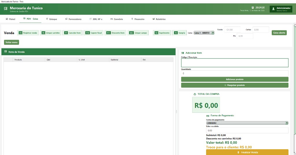 Print do Mercado do Tonico - PDV de caixa